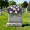 Artificial Cemetery Flowers for Grave,Headstone Flower Saddle for Tombstone Headstone Decorations Non-Fading Easy Fit (Purple White)